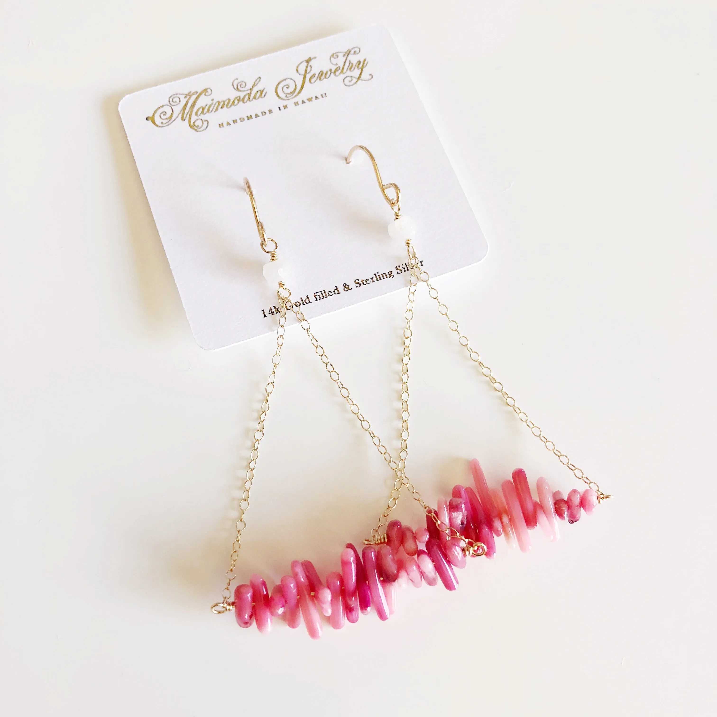 Earrings RIKO - pink coral branches (E111)