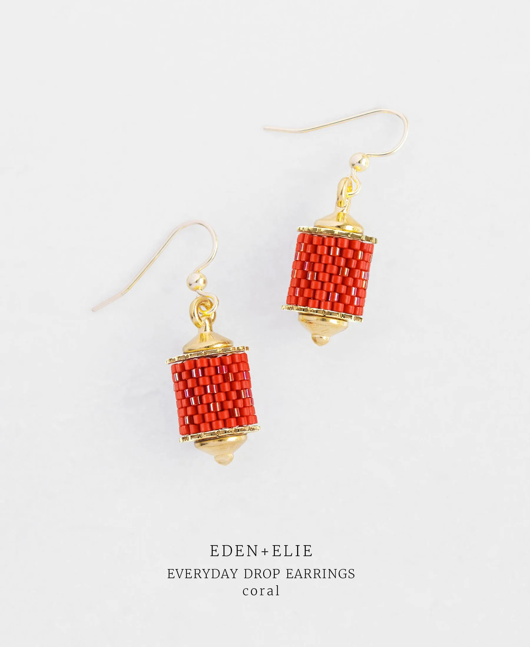 EDEN   ELIE Everyday Drop Earrings - coral red