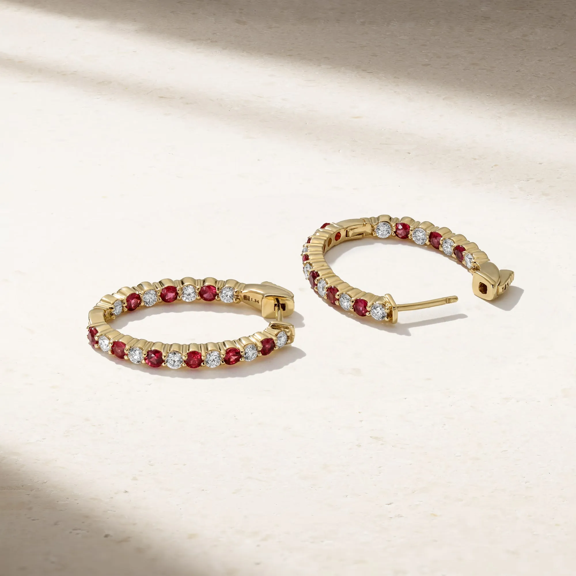 Ellipse Ruby Hoop Earrings