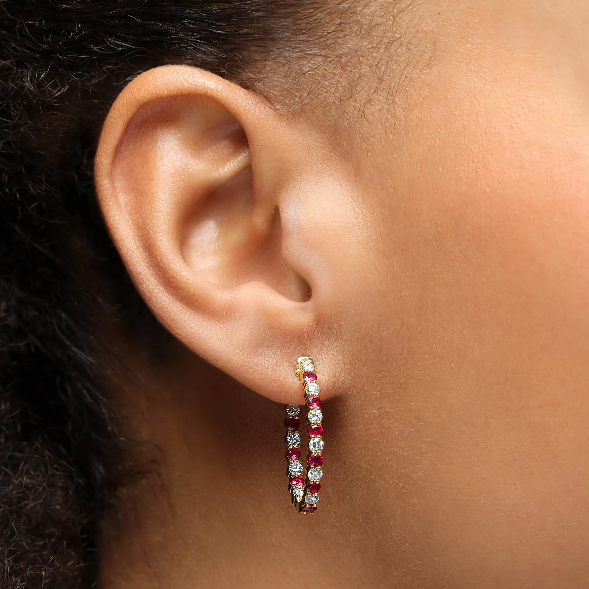 Ellipse Ruby Hoop Earrings