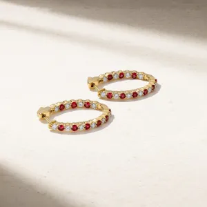 Ellipse Ruby Hoop Earrings