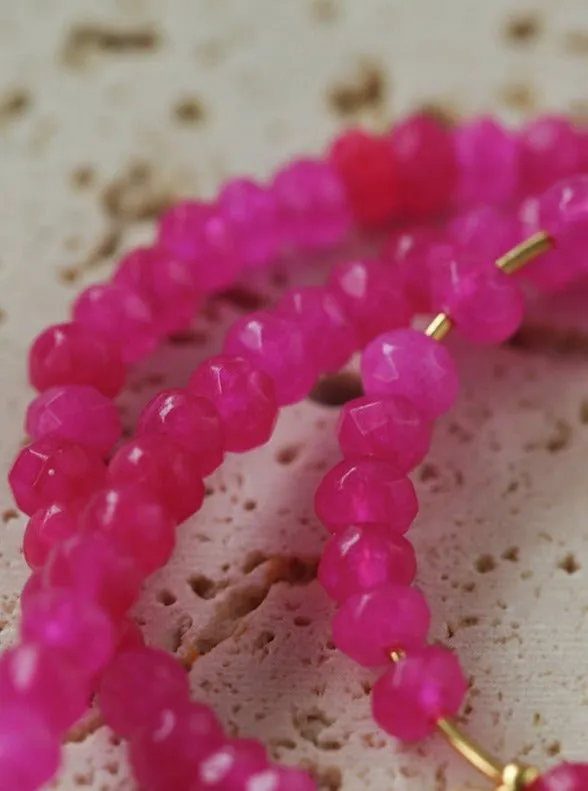 Enchanting Dragon Fruit Hued Opal Beads  Bracelet