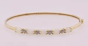 Estate 10K Opal and Diamond Bracelet