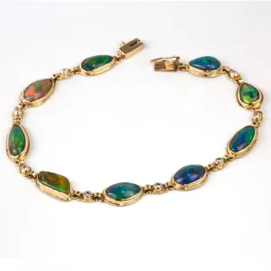 Ethiopian Freeform Opal 18K Yellow Gold & Diamond Bracelet