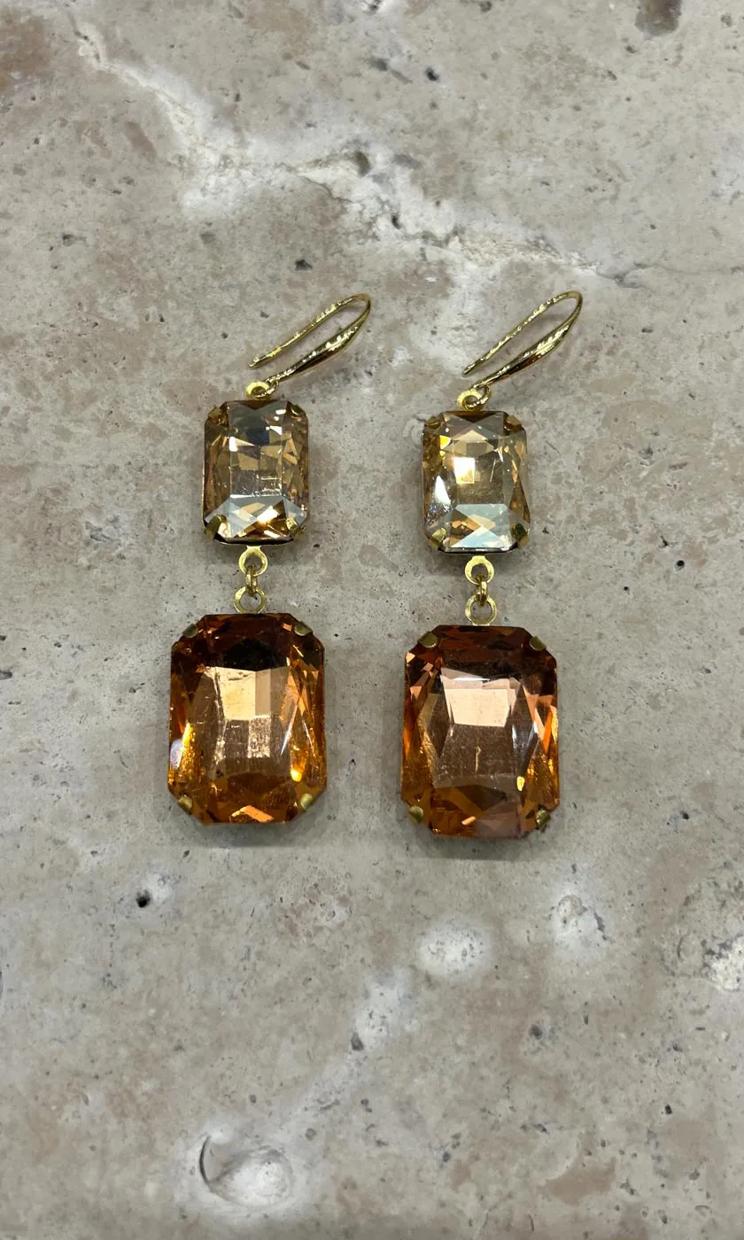 Fleur Champagne Amber Hook Earrings