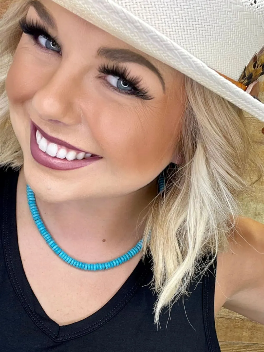 Fort Worth Short Turquoise Disc Necklace
