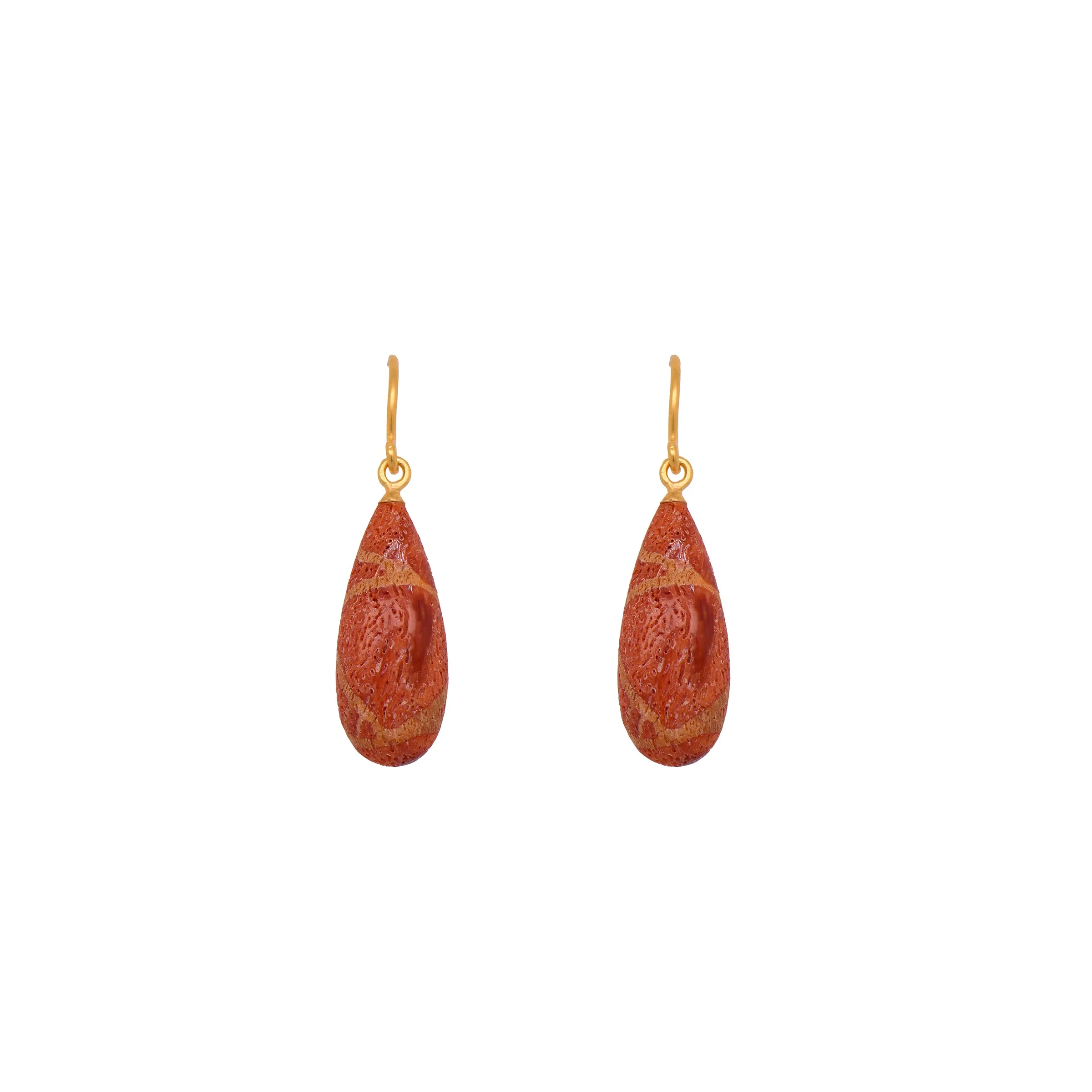 French Wire Coral Earrings 24K Fair Trade Gold Vermeil