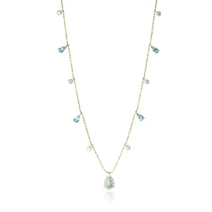 Gemstone 18K Teardrop Charm Necklace