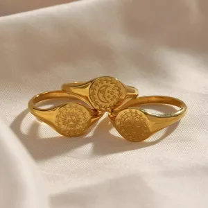 Goddess, Moon & Sun Signet Rings