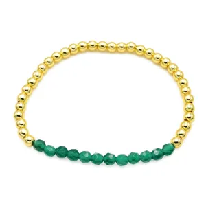 Gold Plated Beaded 4mm Crystal Stretch Bracelet