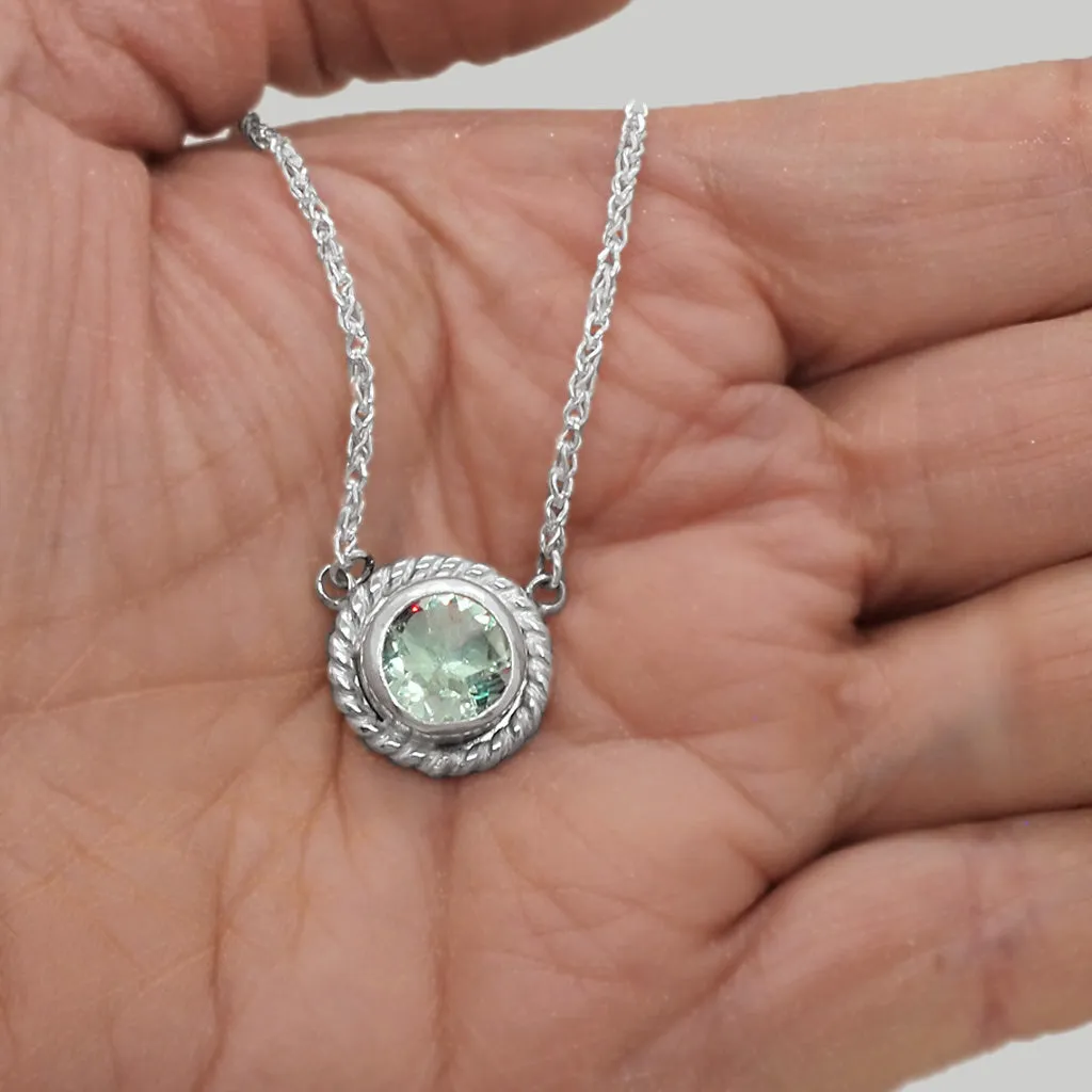 Green Ametyst Round Cut Necklace