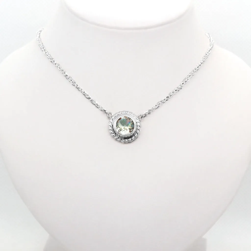 Green Ametyst Round Cut Necklace