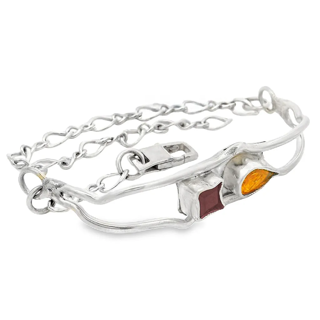 Happy Wave Citrine and Garnet Bracelet