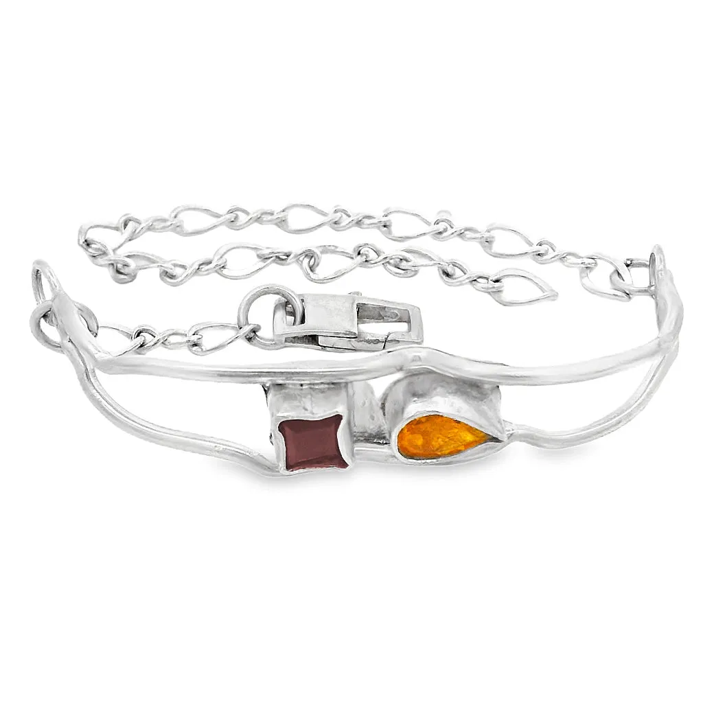 Happy Wave Citrine and Garnet Bracelet