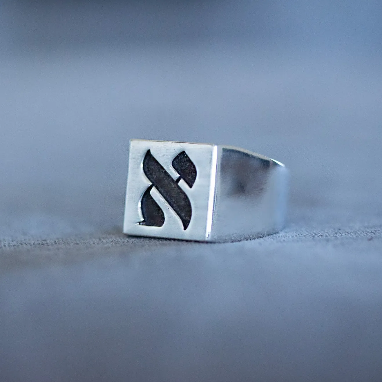 Hebrew Letter ALEF Signet Ring  טבעת חותם האות אל"ף