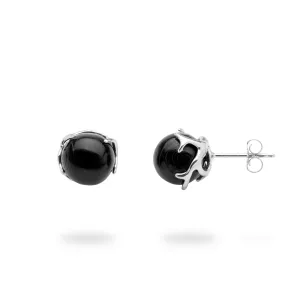 Heritage Black Coral Earrings in White Gold