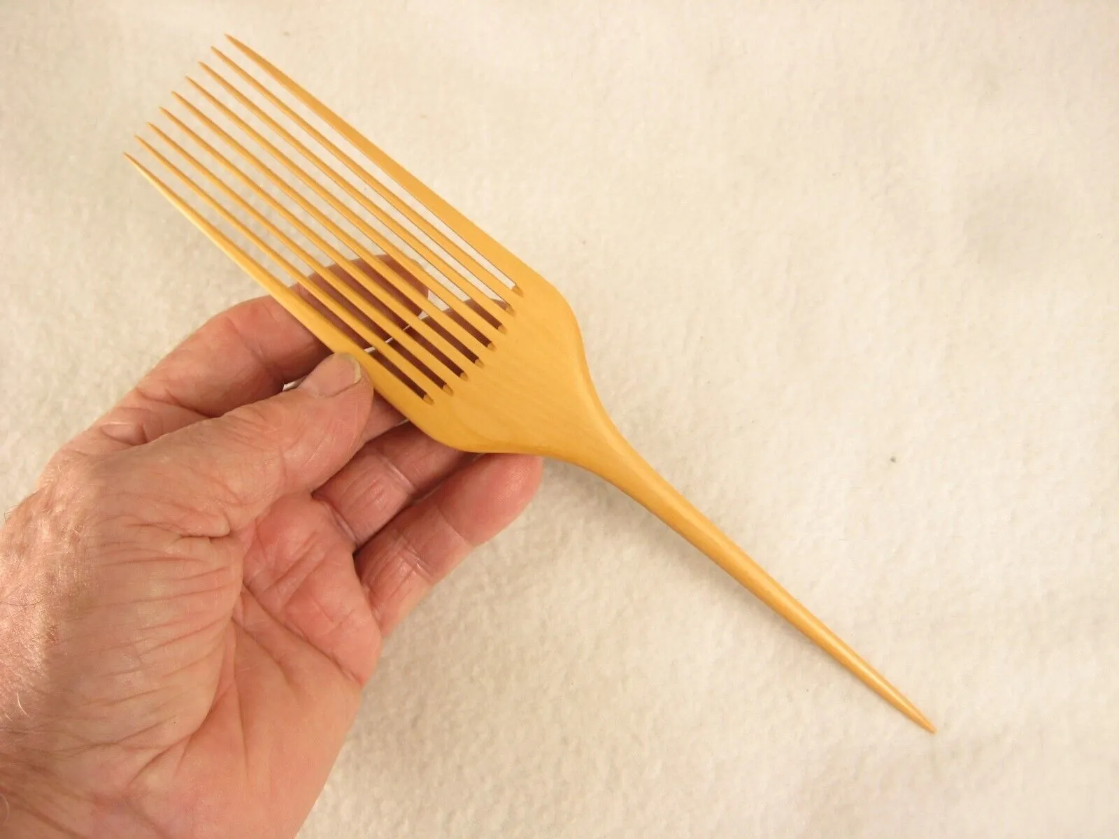 Japanese Antique (C.1910) Meiji Era Signed Boxwood Kanzashi Comb Hair Piece