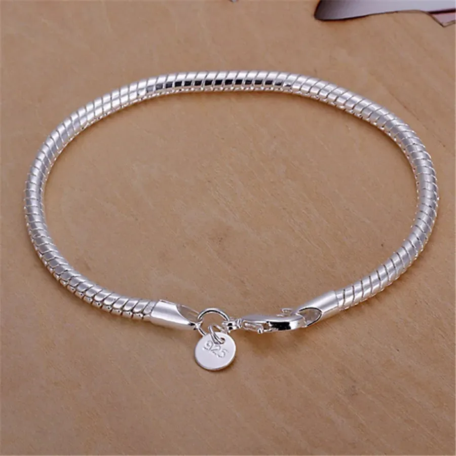 JC - Silver Star Charm Bracelet: 925 sterling, perfect for women’s weddings and holiday gifts