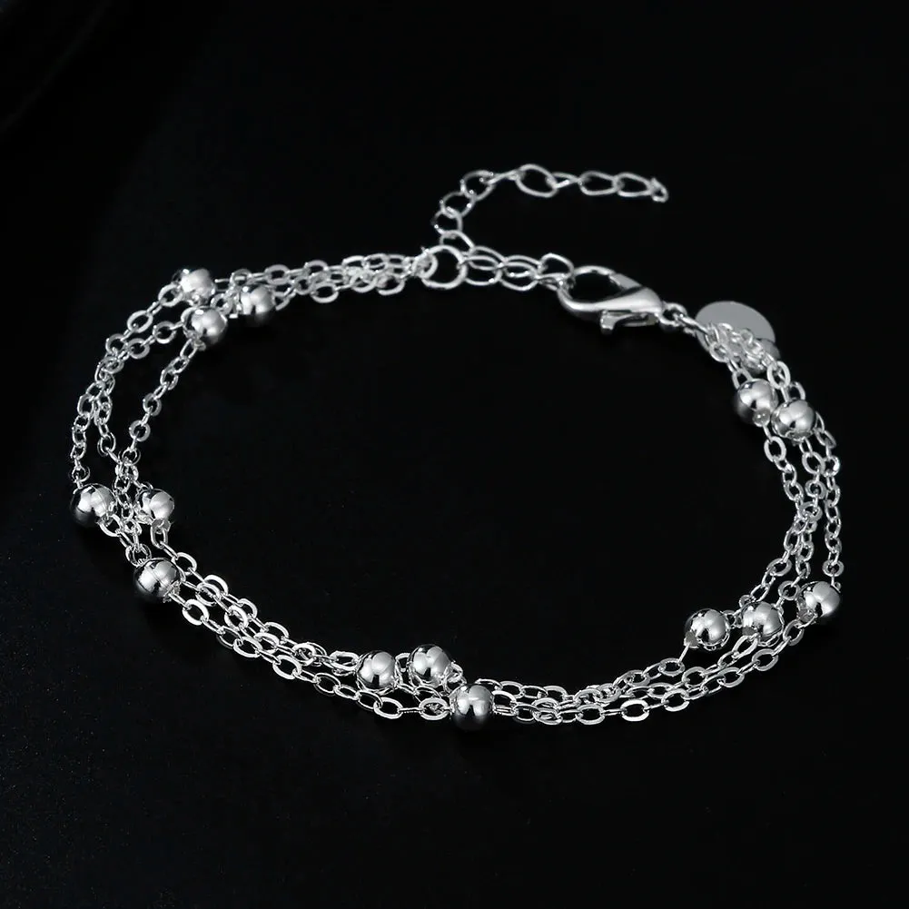 JC - Silver Star Charm Bracelet: 925 sterling, perfect for women’s weddings and holiday gifts