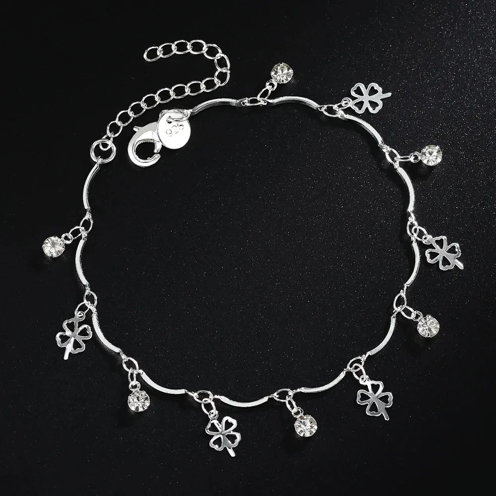 JC - Silver Star Charm Bracelet: 925 sterling, perfect for women’s weddings and holiday gifts