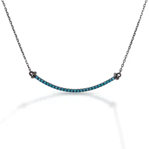 KELLY HERD BLACK RHODIUM PLATED LINE TURQUOISE STONE NECKLACE