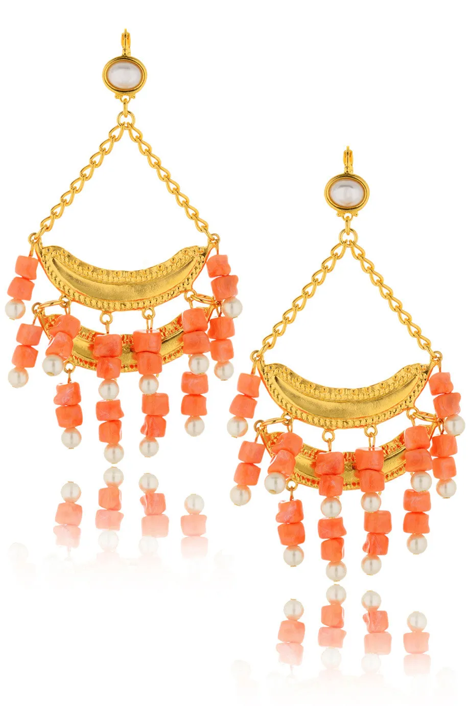 KENNETH JAY LANE BRIELLE Salmon Pearl Earrings