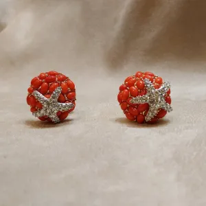 KJL Coral Starfish Clip on Earrings by Kenneth Jay Lane