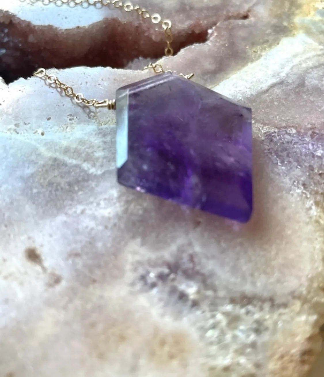 Large Amethyst Pendant Necklace