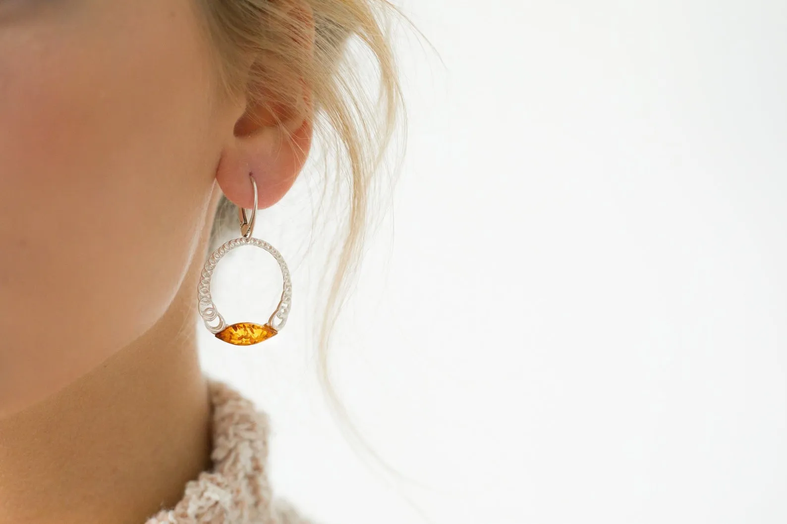 Large Cognac Hoop Earrings