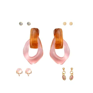 Light Pink Resin Hoop Earring Set