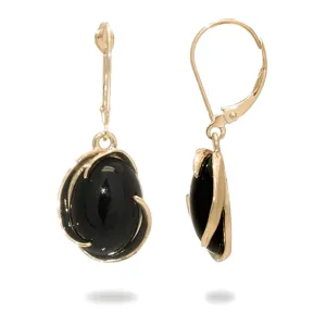 Midnight Wave Black Coral Earrings in Gold - 14mm