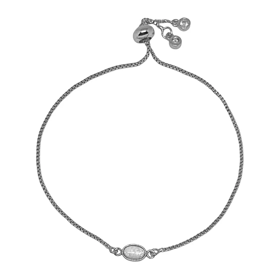 Mini Opal Silver Adjustable Bracelet