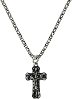 Montana Silversmiths Antiqued Stainless Barbed Wire Cross Necklace