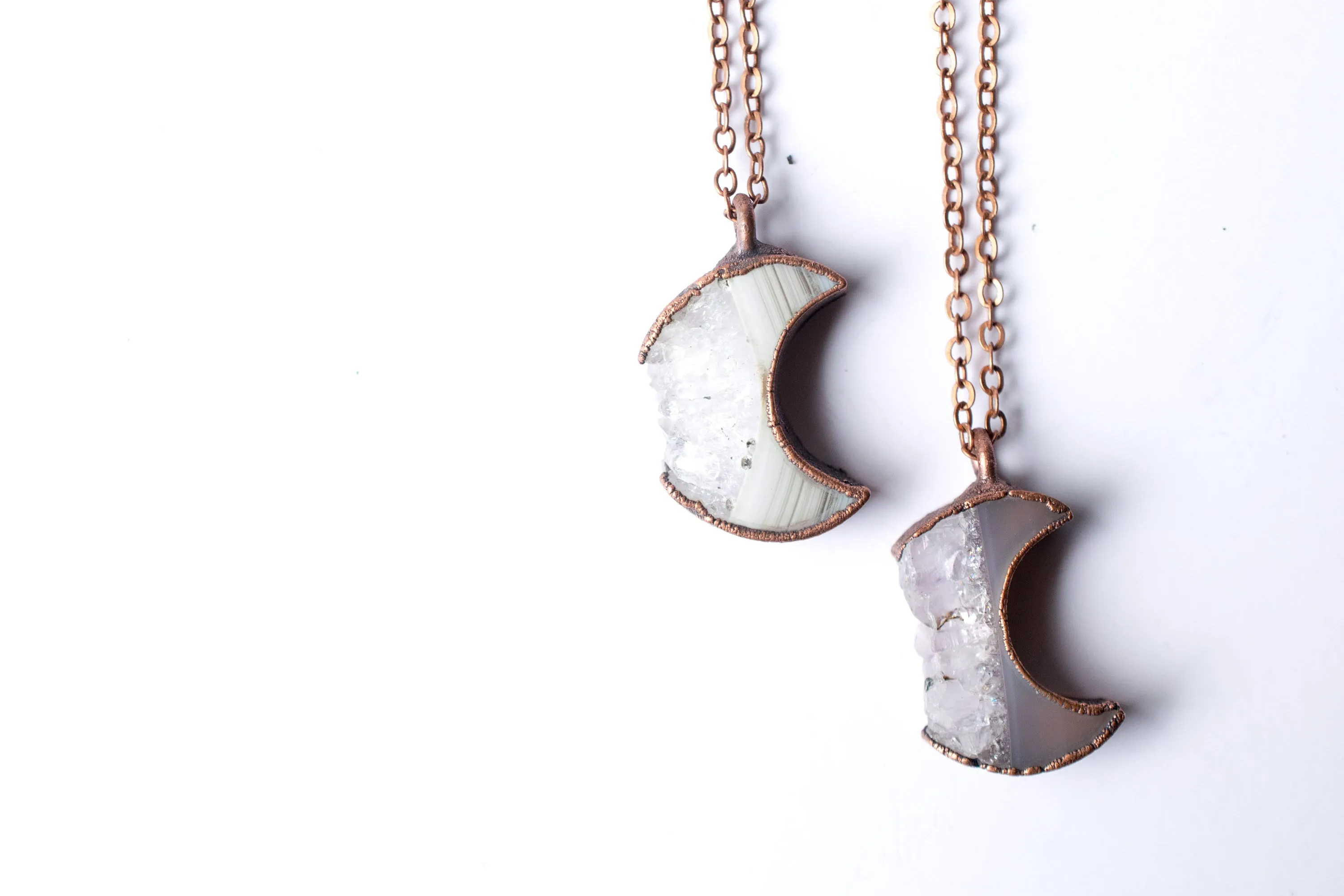 Moon Necklace | Druzy crystal necklace