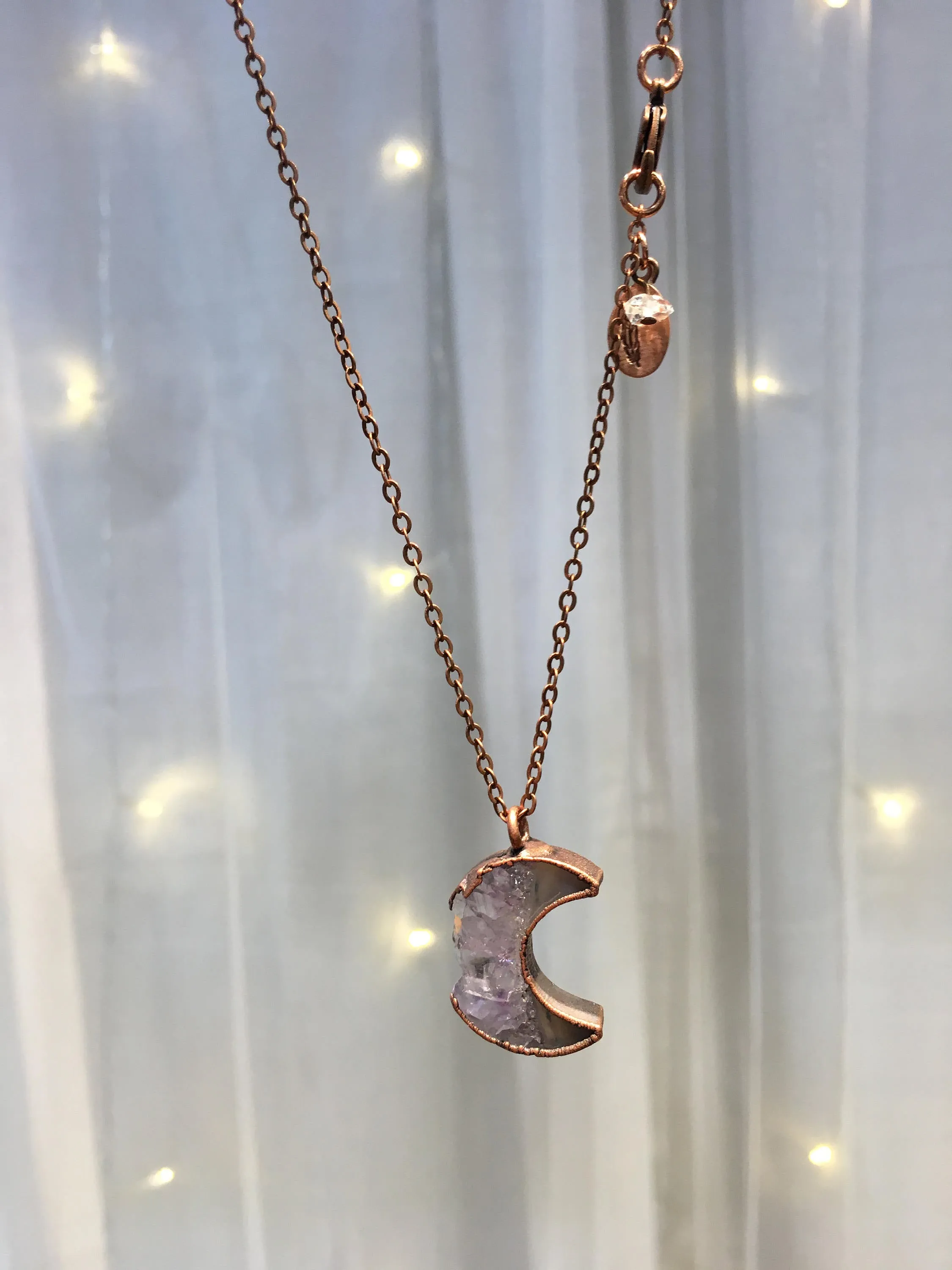 Moon Necklace | Druzy crystal necklace