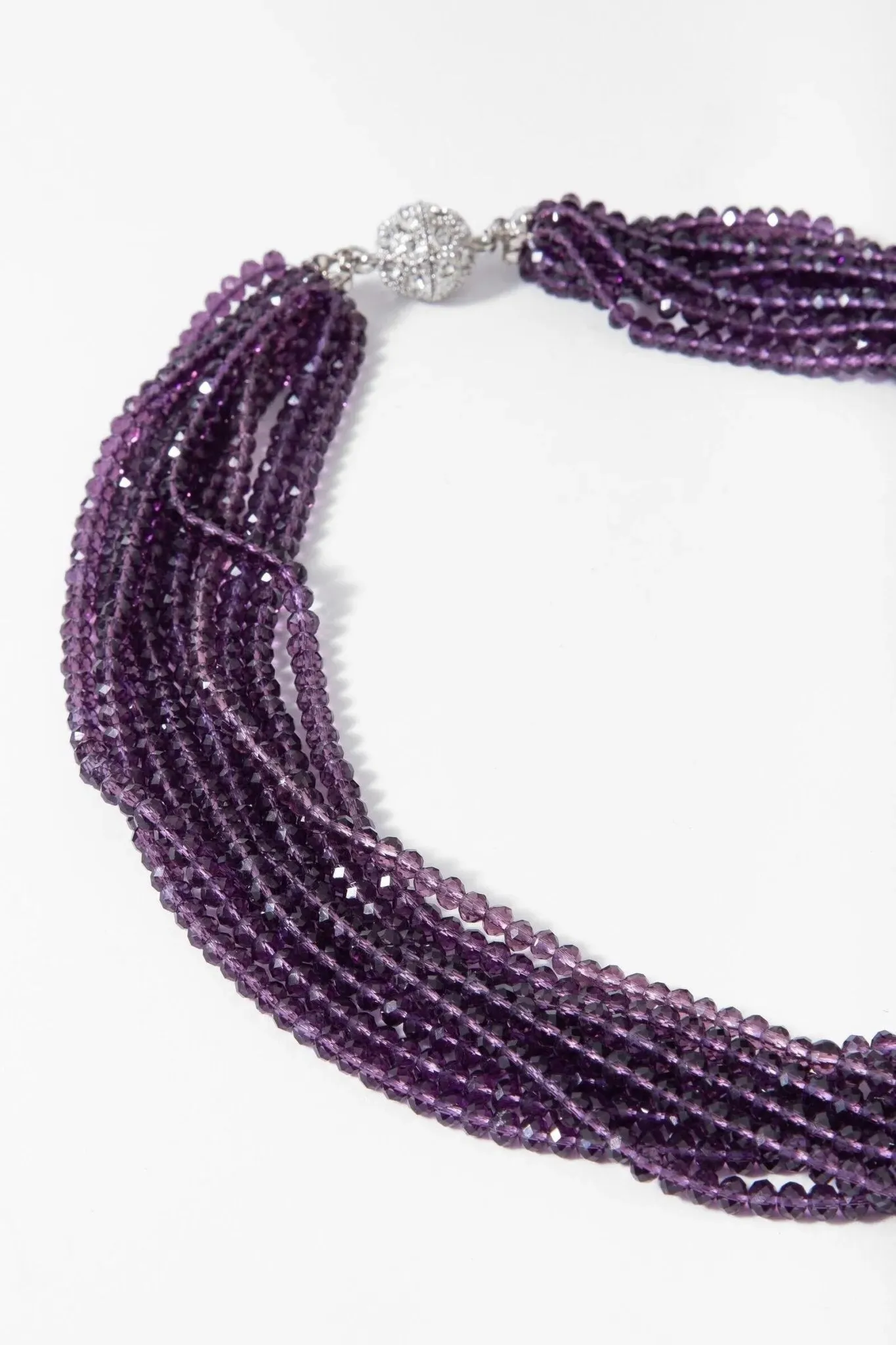 Multi Amethyst Short Crystal Necklace