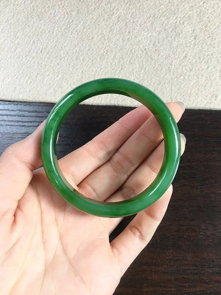 Natural Jade Bangle Nephrite Bangle Internal Diameter 56.8mm NBE042