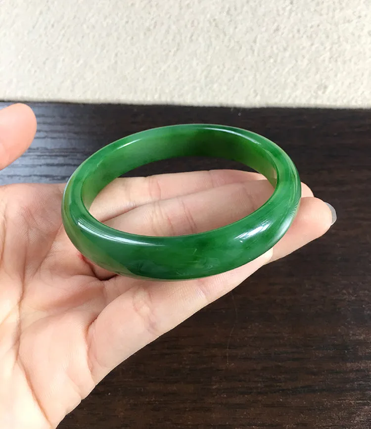 Natural Jade Bangle Nephrite Bangle Internal Diameter 56.8mm NBE042