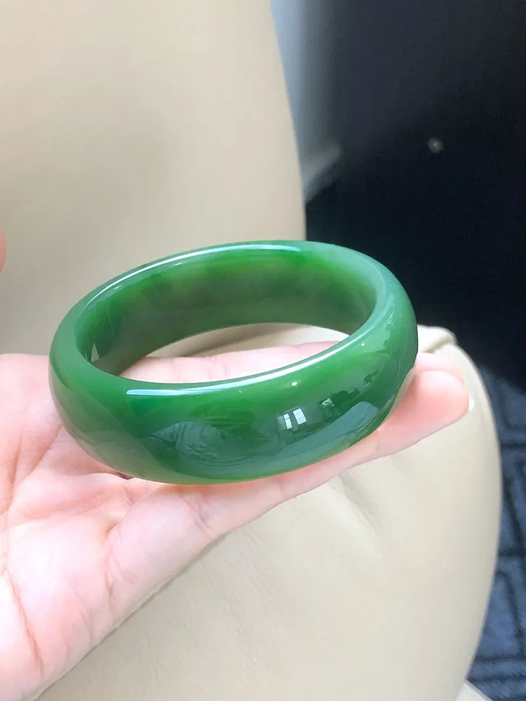 Natural Jade Bangle Nephrite Bangle Internal Diameter 59.3mm NBE001