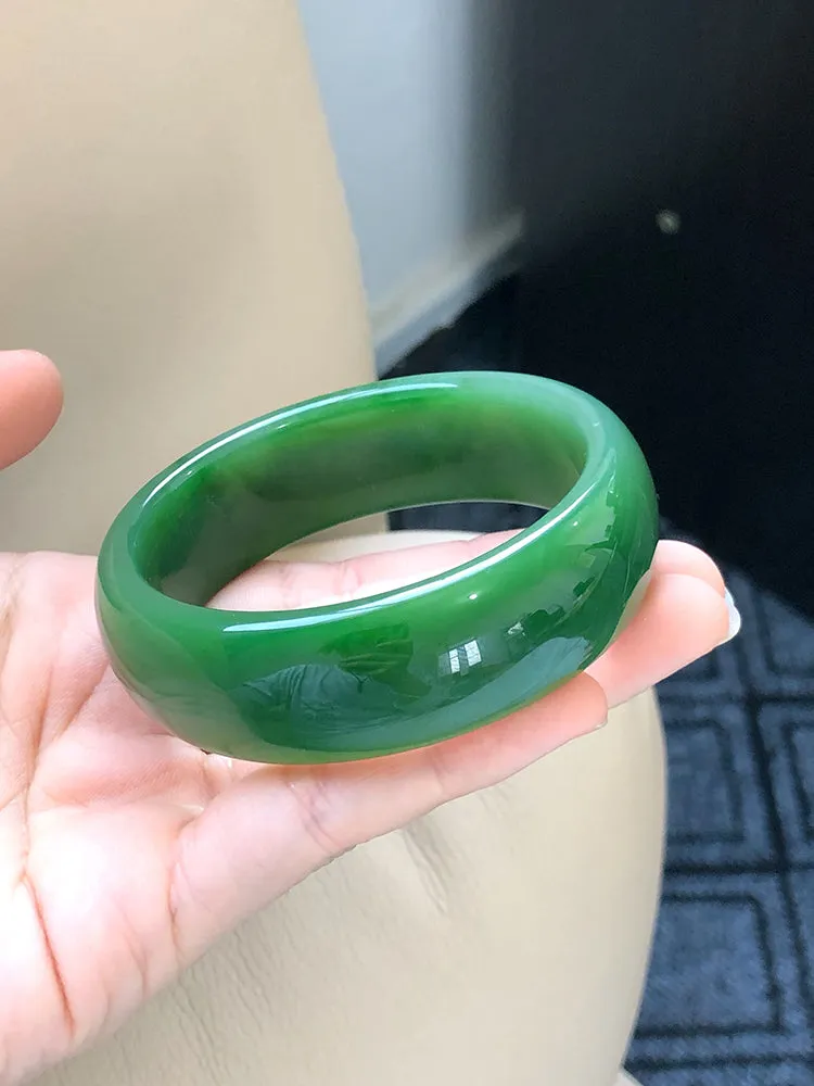 Natural Jade Bangle Nephrite Bangle Internal Diameter 59.3mm NBE001