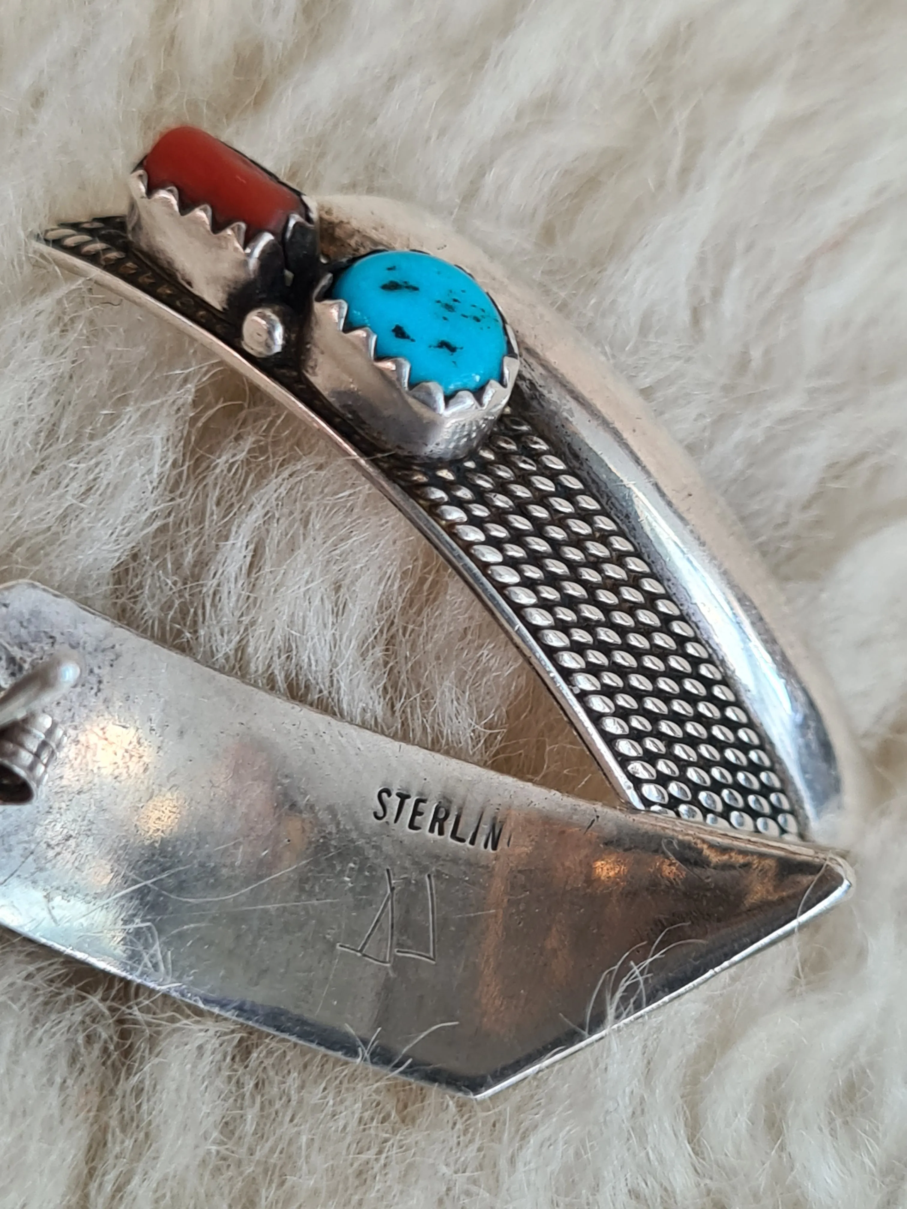 Navajo Sterling Silver Turquoise & Coral earrings