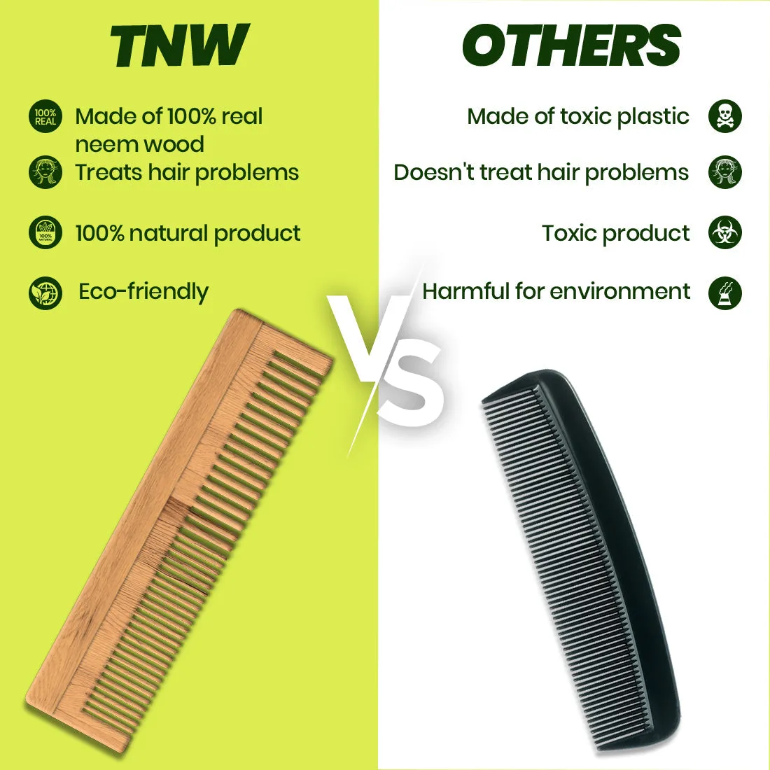 Neem Wood Comb (Anti-Dandruff & Anti-Hair Fall Comb).