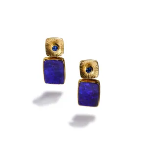 Opal and Sapphire Gold Earrings