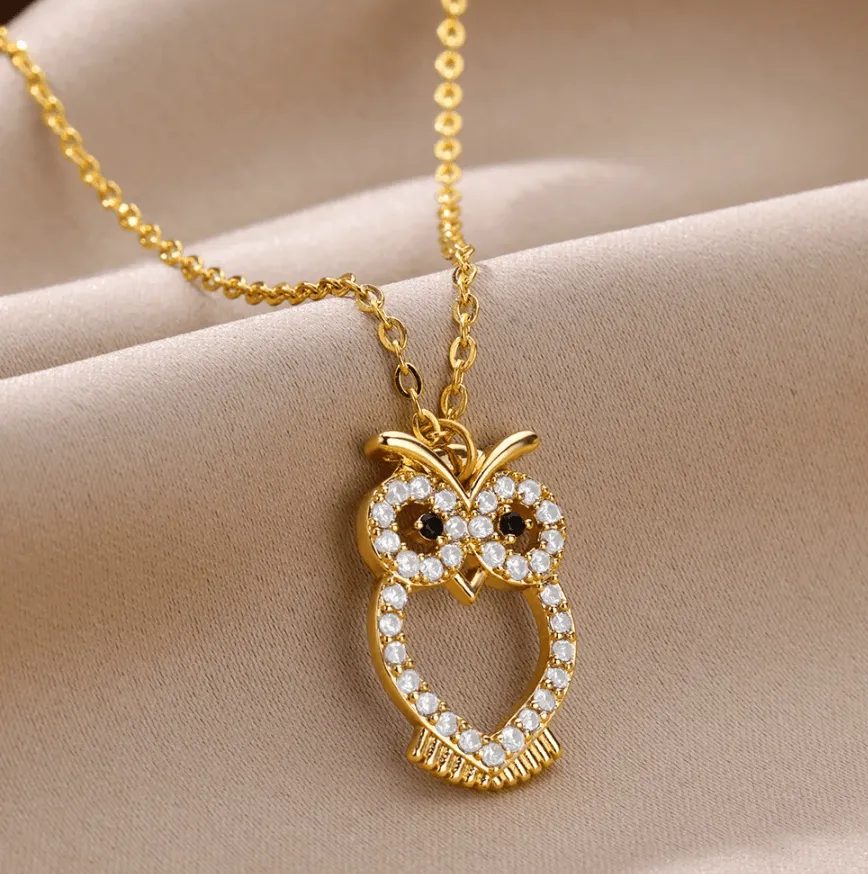 Owl Neckalce w/ Cubic Zircons