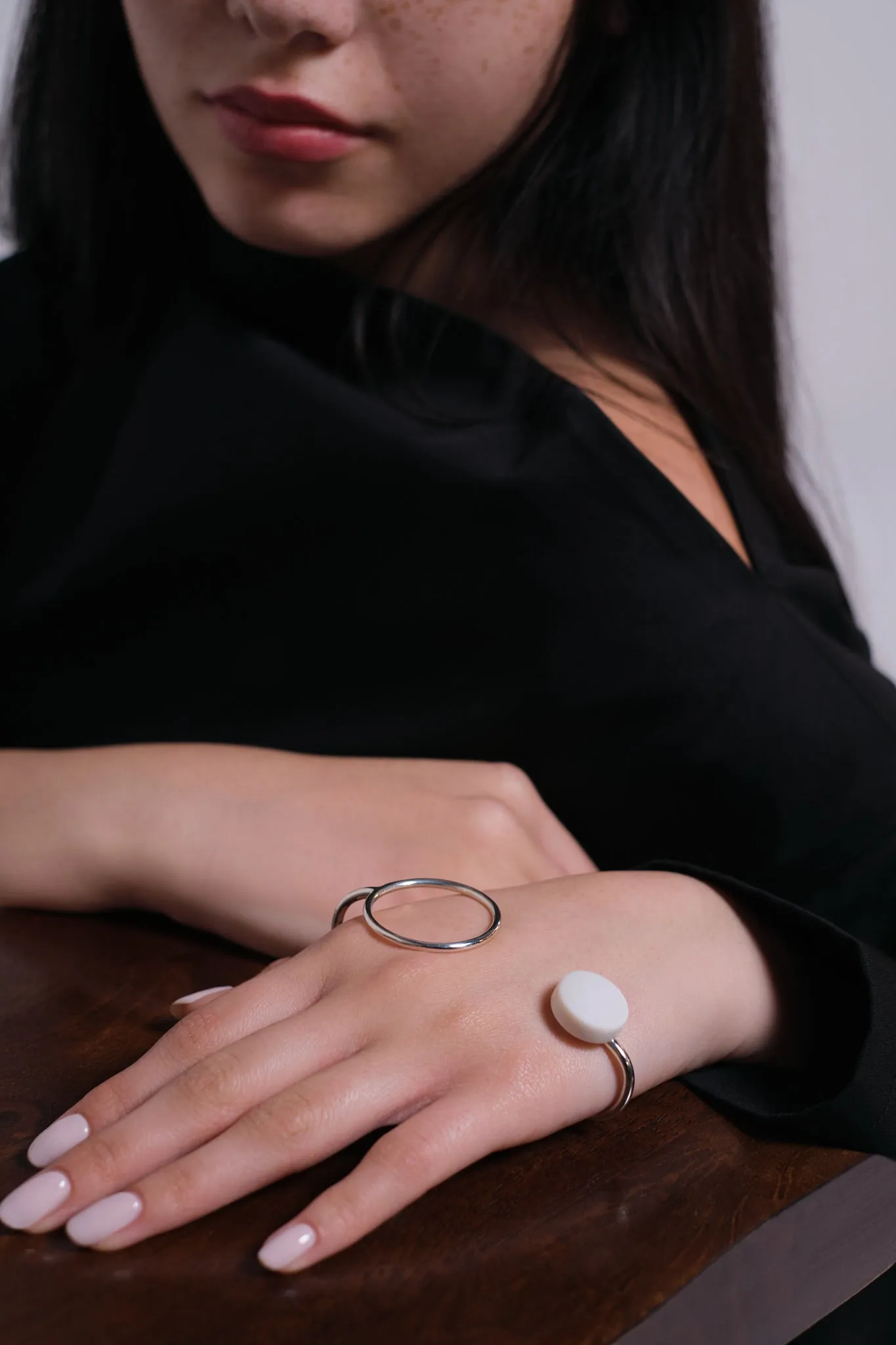 Palm cuff with white opal stone