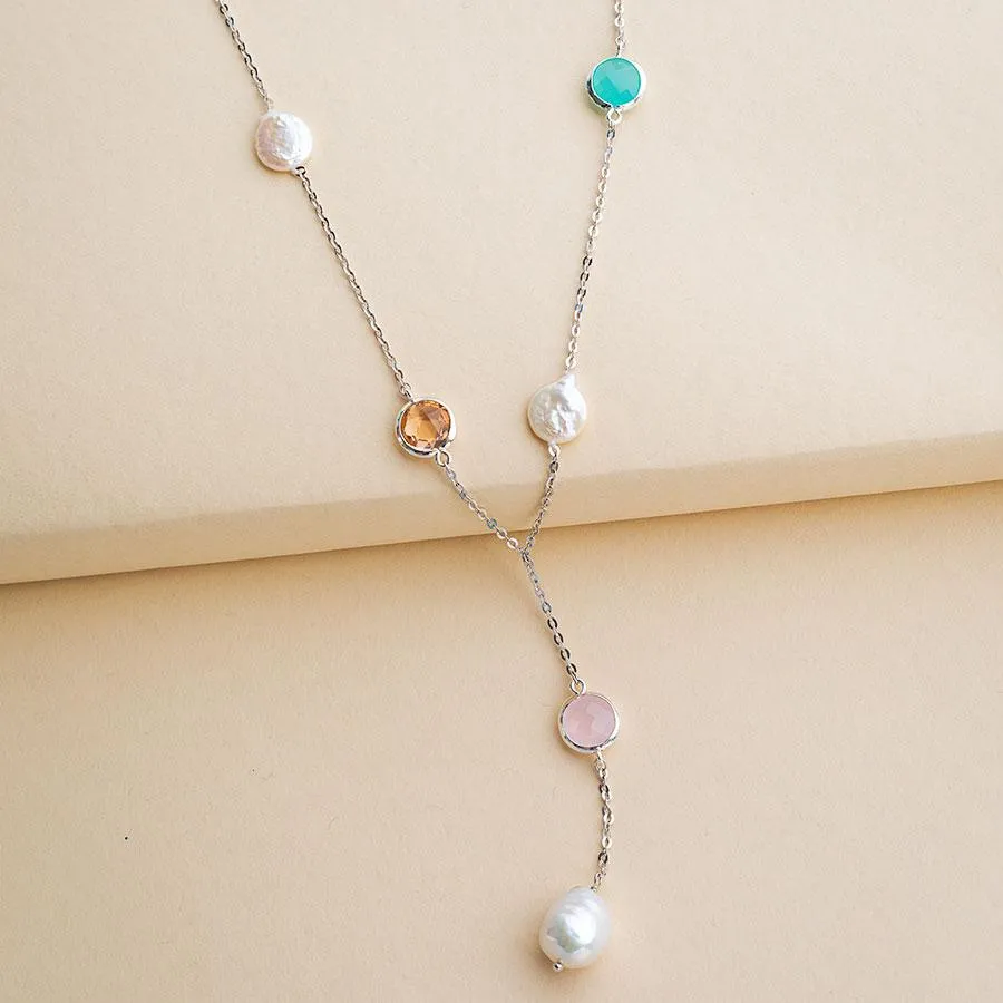 Pearl and Gemstone 18k White Gold Necklace