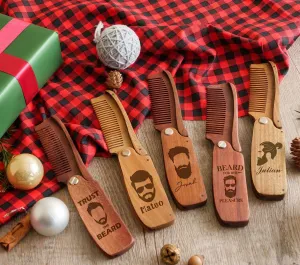 Personalized Gift for Him Wood Beard Comb | Groomsmen Gifts Custom Comb | Dad Christmas Birthday Unique Holiday Gift for Dad Husband