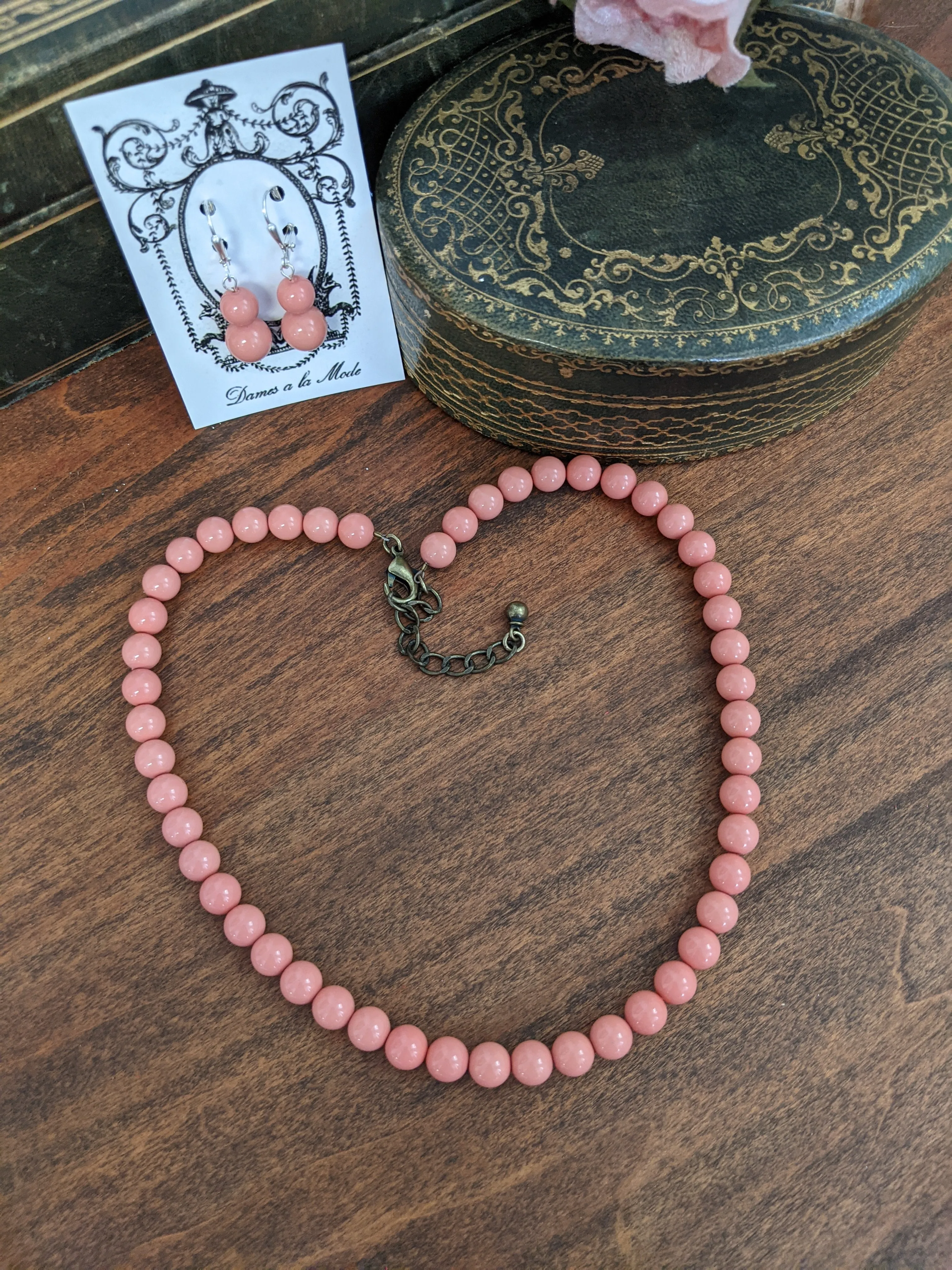 Pink "Coral" Pearl Beaded Necklace - Small