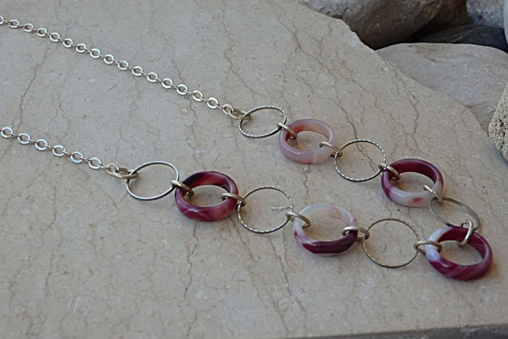 Purple and white Agate necklace