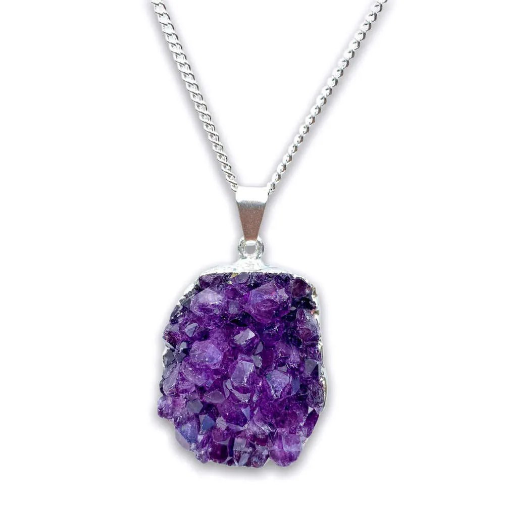 Raw Amethyst Druzy Pendant Necklace